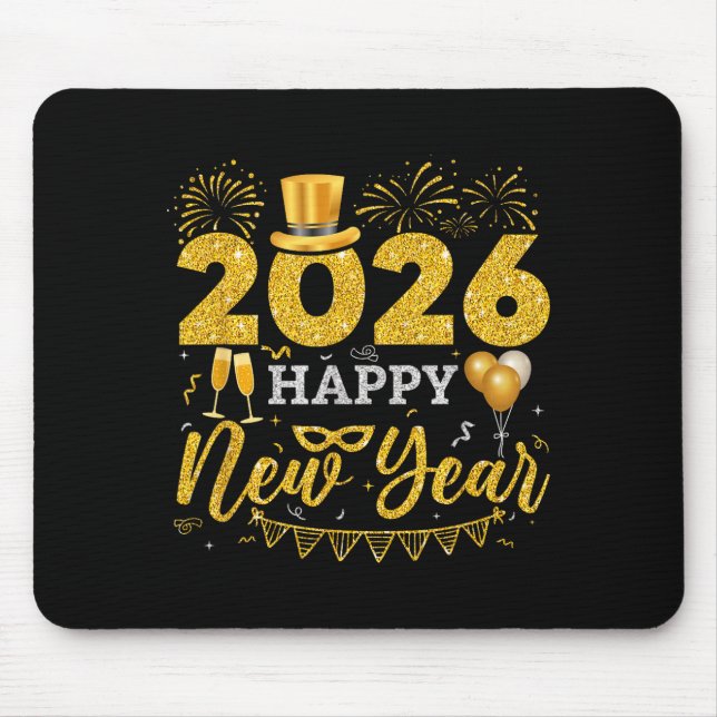 Happy New Year Party 2026 Ballon Family Matching M Mouse Pad (Front)