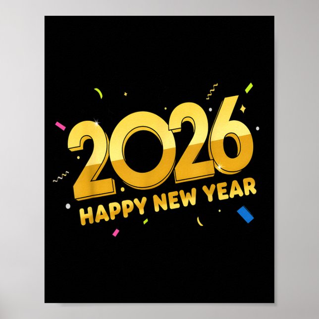 Happy New Year Party 2026 Ballon Family Matching M Poster (Front)