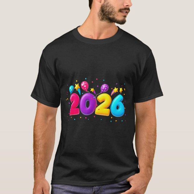 Happy New Year Party 2026 Ballon Family Matching M T-Shirt (Front)