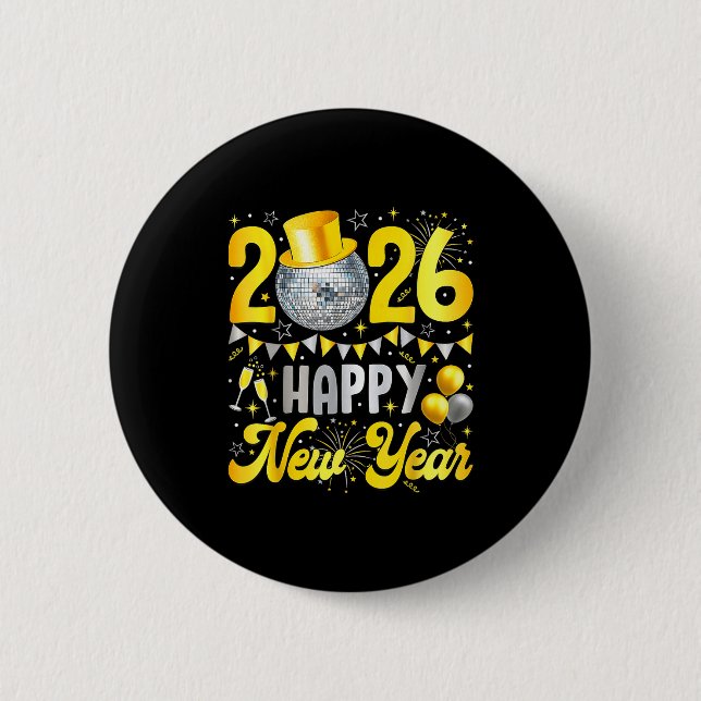 Happy New Year Party 2026 Balloon Family Matching  2 Inch Round Button (Front)