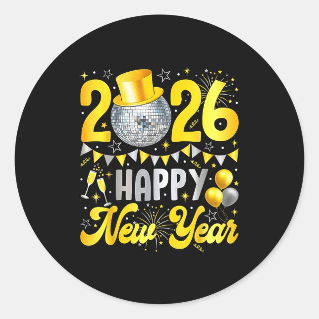 Happy New Year Party 2026 Balloon Family Matching  Classic Round Sticker (Front)
