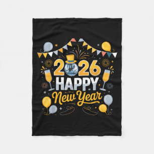 Happy New Year Party 2026 Balloon Family Matching  Fleece Blanket