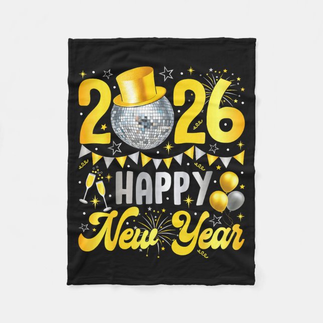 Happy New Year Party 2026 Balloon Family Matching  Fleece Blanket (Front)
