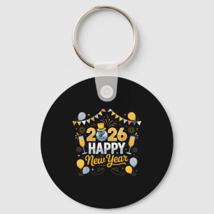 Happy New Year Party 2026 Balloon Family Matching Keychain