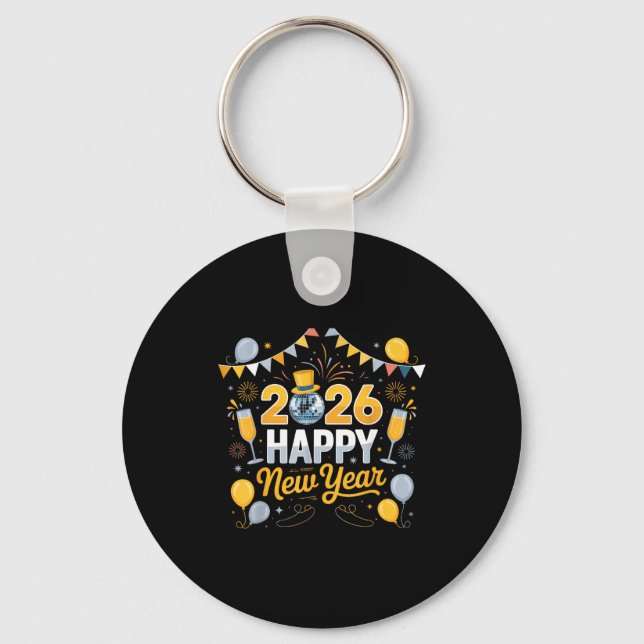 Happy New Year Party 2026 Balloon Family Matching  Keychain (Front)