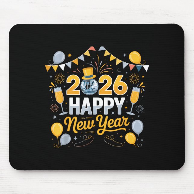 Happy New Year Party 2026 Balloon Family Matching  Mouse Pad (Front)