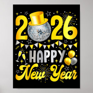 Happy New Year Party 2026 Balloon Family Matching Poster