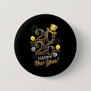 Happy New Year Party 2026 Family Matching Balloon  2 Inch Round Button