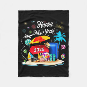 Happy New Year Party 2026 Family Matching Vacation Fleece Blanket