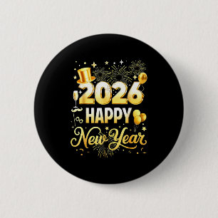 Happy New Year Party 2026 Funny Balloon Family Mat 2 Inch Round Button