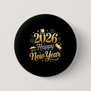 Happy New Year Party 2026 Funny Balloon Family Mat 2 Inch Round Button
