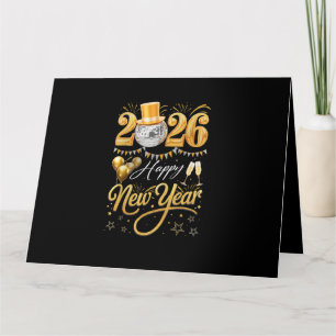 Happy New Year Party 2026 Funny Balloon Family Mat Card