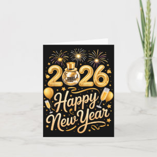 Happy New Year Party 2026 Funny Balloon Family Mat Card