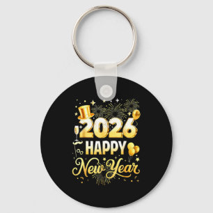 Happy New Year Party 2026 Funny Balloon Family Mat Keychain