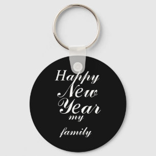 Happy New Year Party 2026 Funny Balloon My Family Keychain