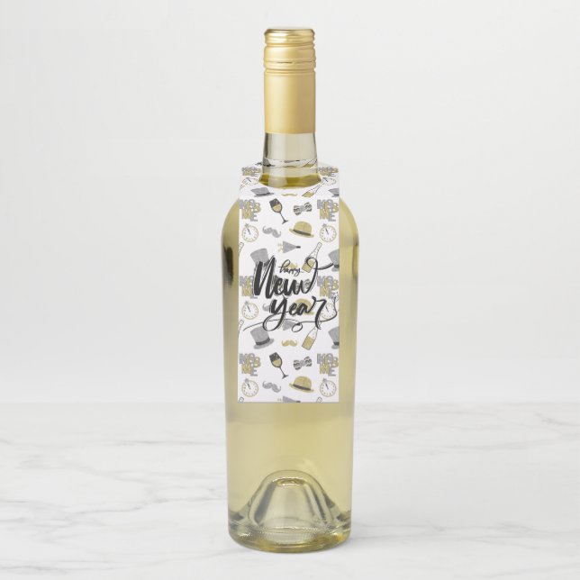 Happy New Year Party Bottle Tag (On Bottle)