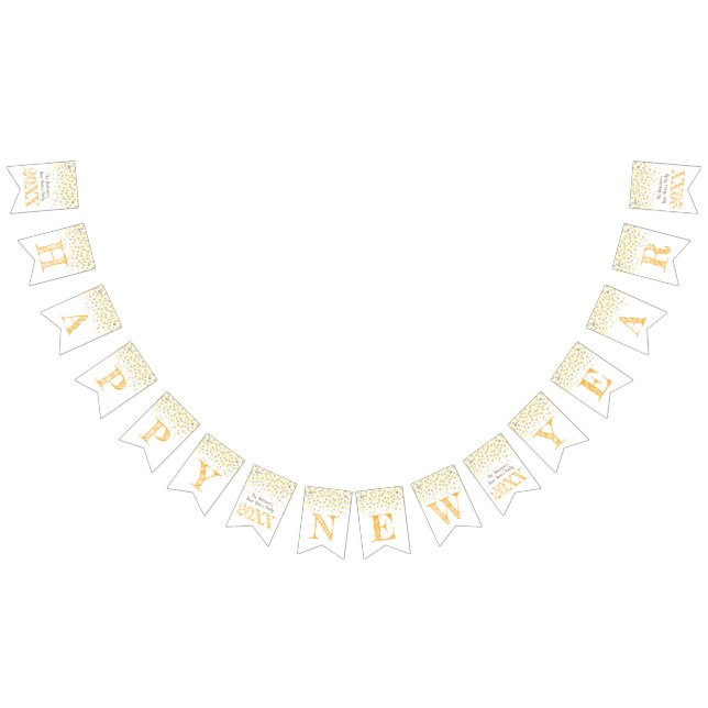 Happy New Year party champagne golden yellow Bunting Flags (All)