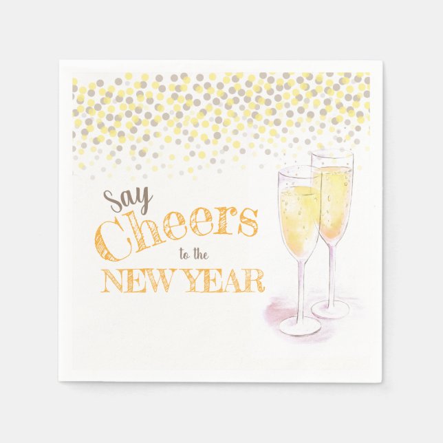 Happy New Year party champagne paper  Napkin (Front)