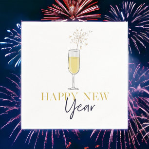 Happy New Year Party Champagne Sparkler  Napkin