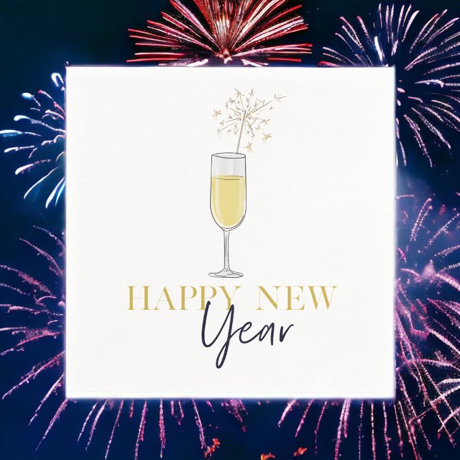 Happy New Year Party Champagne Sparkler  Napkin (Creator Uploaded)