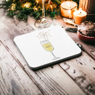 Happy New Year Party Champagne Sparkler With Year Coaster