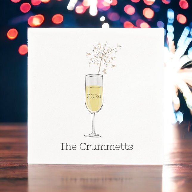 Happy New Year Party Holiday Champagne Custom Napkin (Creator Uploaded)