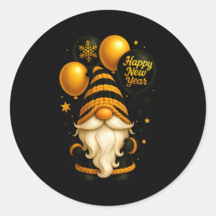 Happy New Year Party New Years Eve 2026 Gnome Love Classic Round Sticker