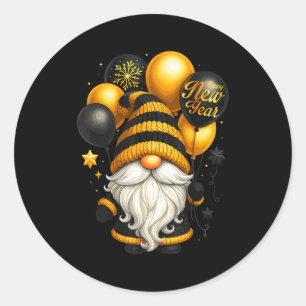Happy New Year Party New Years Eve 2026 Gnome Love Classic Round Sticker