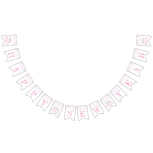Happy New Year party rose pink champagne Bunting Flags