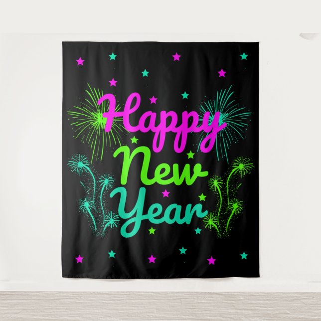 Happy New Year Party Tapestry (Front)