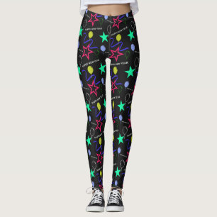Happy New Year Pattern Leggings