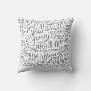 Happy New Year Pattern Throw Pillow