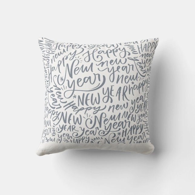 Happy New Year Pattern  Throw Pillow (Back)