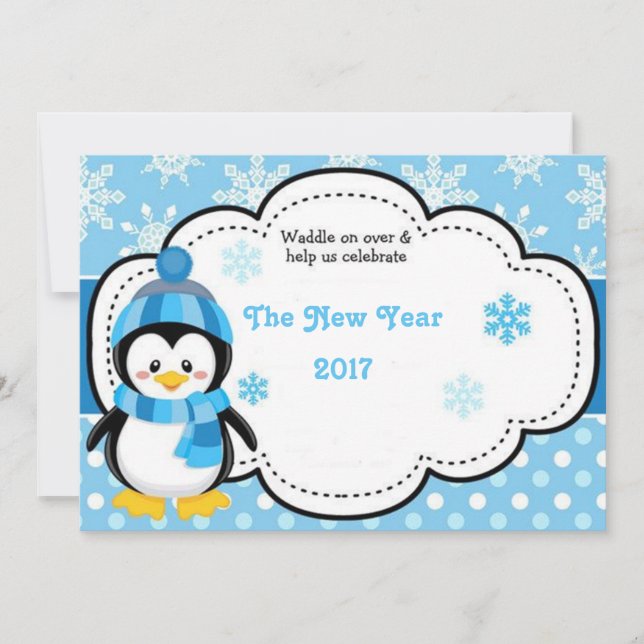 Happy New Year penguin 2017 Holiday Card (Front)
