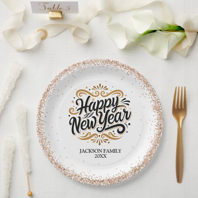 Happy New Year Personalized Paper Plate (Wedding)