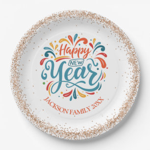 Happy New Year Personalized Paper Plate