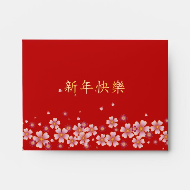 "Happy New Year" Personalized Red Chinese New Year Envelope (Front)