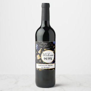 Happy  New Year Personalized Wine Label