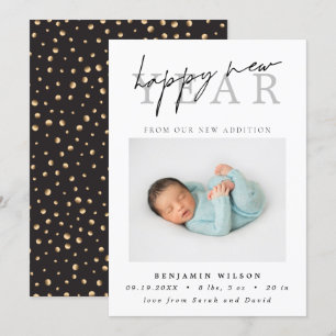 Happy New Year Photo Birth Announcement