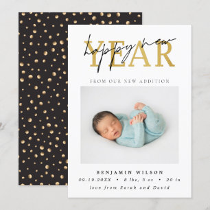 Happy New Year Photo Birth Announcement