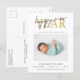 Happy New Year Photo Birth Holiday Postcard
