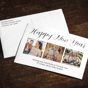 Happy New Year Photo Collage Holiday Postcard