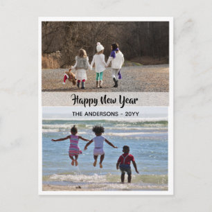 Happy New Year - PHOTO COLLAGE - Personalized 12 Holiday Postcard