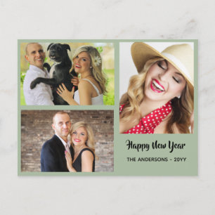 Happy New Year - PHOTO COLLAGE - Personalized 2 Holiday Postcard