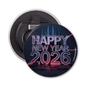 Happy New Year Pin Button — esthetic Badge Bottle Opener