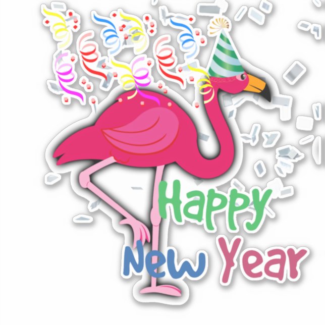 Happy New Year, Pink Flamingo greetings (Front)