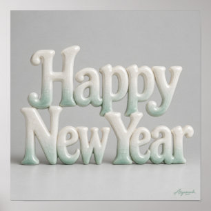 Happy New Year Porcelain Lettering Print