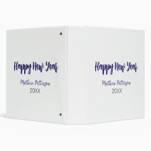 Happy new year purple black add name year simple binder
