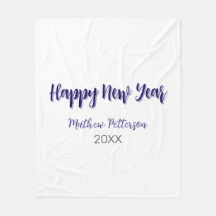 Happy new year purple black add name year simple  fleece blanket