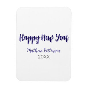 Happy new year purple black add name year simple magnet